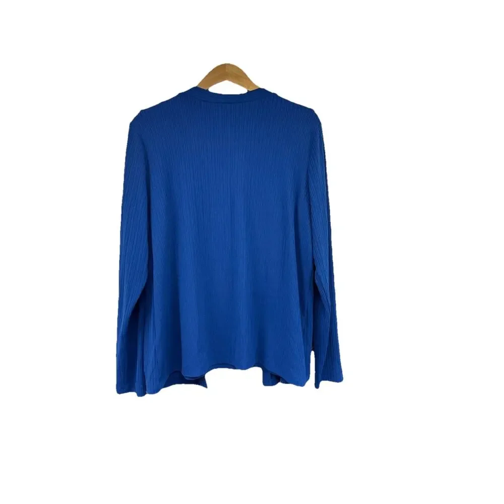 Susan Graver Tank Top Cardigan Ribbed Liquid Knit Set Blue Womens Large - Picture 5 of 7